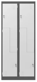 Kovová skriňa typu "L" JULIA, 800 x 1850 x 450 mm, antracitovo-biela