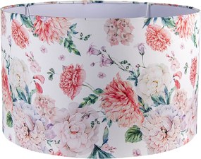 Biele tienidlo na lampu s potlačou kvetín - Ø 45 * 28 cm / E27