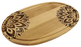 AMADEA Drevená servírovacia doska - podnos oválne mandala, masívne drevo, 38 cm