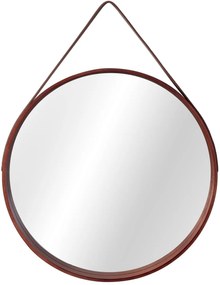Okrúhle zrkadlo Loft 59 cm drevené hnedé