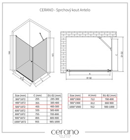 CERANO - Sprchovací kút Antelo L/P - chróm, transparentné sklo - 80x50 cm - krídlový, CER-CER-477386