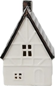 Béžová dekorácia porcelánový domček s Led svetielkami Christmas House M - 8*7*12 cm