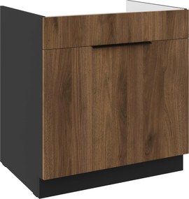 Dolná kuchynská skrinka pod drez Manana 80 ZL 1S BB (korpus: čierna matná + front: orech okapi). Vlastná spoľahlivá doprava až k Vám domov. 1134941