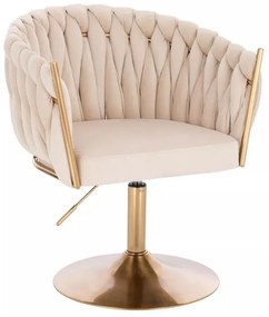LuxuryForm DESIGN Stolička NORDEN VELUR na zlatom tanieri - krémová