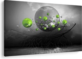 Obraz zelených abstraktných gulí (90x60 cm)