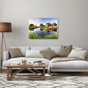 Sklenený obraz holandských mlynov (70x50 cm)