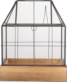 Dekoračný skleník/ vitrína s dreveným podstavcom Pallas - 26*17*32 cm