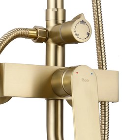 Sprchový set Rea Hass - vaňová batéria s ručnou a dažďovou sprchou zlatá