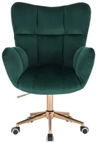 LuxuryForm DESIGN Kreslo AURORA VELUR na zlatej podstave s kolieskami - zelené