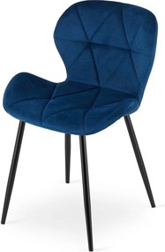 Jedálenská stolička MANGO VELVET s čiernymi nohami, modrá