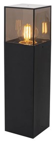 Stojaca vonkajšia lampa čierna s dymovým tienidlom 30 cm - Dánsko