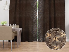 Biante Zamatový záves Isabela IBL-012 Rose Gold trojuholníky na hnedom - šírka 270 cm 270x150 cm