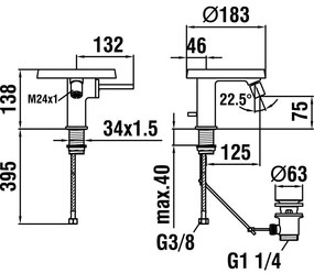 LAUFEN Kartell Bidetová páková batéria (disk), chróm H3413310041111