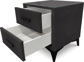 Nočný stolík s 2 zásuvkami Joy, grafitovo šedá látka