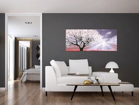 Červený obraz stromu (120x50 cm)