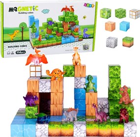 LEAN Toys Magnetické stavebné kocky Štvorcový svet 3D 114 el.