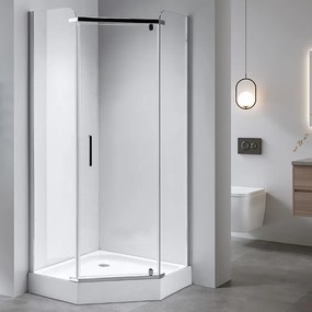 BPS-koupelny Päťuholníkový sprchový kút KZ91A 80x80 chróm/transparent + vanička SXL07A WH biela