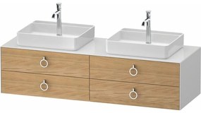 DURAVIT White Tulip závesná skrinka pod dve umývadlá na dosku, 4 zásuvky, 1600 x 550 x 408 mm, dub prírodný masív/biela vysoký lesk, WT4996BH5850000