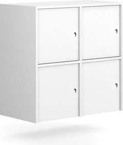 Nadstavba pre skrine FRAME, 4x dvere, 872 x 450 x 854 mm, cylindrický zámok, biela