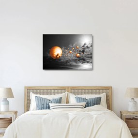 Sklenený obraz oranžových abstraktných gulí (70x50 cm)