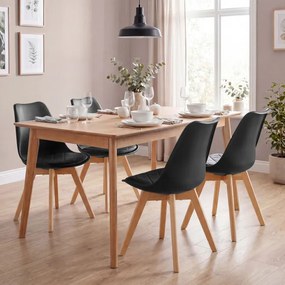 Set štyroch jedálenských stoličiek KDCB35888BH01 (4 ks) čierne / hnedé nohy