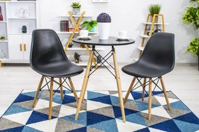 Set 4 stoličiek OSAKA čierne / prírodné nohy