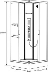Terra Hydromasážny box WSH312B 90x90