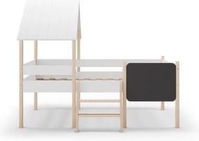 Biela domčeková vyvýšená detská posteľ z borovicového dreva 90x190 cm Mint – Marckeric