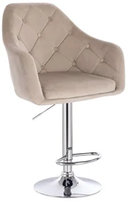 LuxuryForm DESIGN Barová stolička ANDORA VELUR na striebornom tanieri - latte