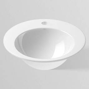 ALAPE EB.K450H okrúhle zápustné umývadlo s otvorom, bez prepadu, priemer 450 mm, biela alpská, s povrchom ProShield, 2004100000