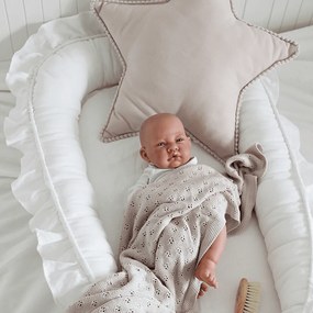 Boho vankúš hviezda s bublinkami púdrovo ružová 50 cm