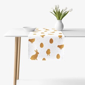 Goldea veľkonočný behúň na stôl z pevnej bavlny - zlaté symboly veľkej noci 20x120 cm