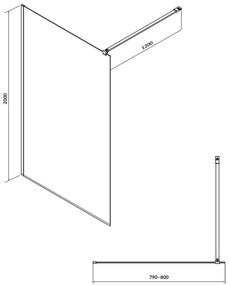 Cersanit Mille, sprchová zástena typu Walk-In 80x200 cm, 8mm číre sklo, chrómový profil, S161-005