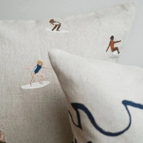 Fine Little Day Ľanová obliečka na vankúš Surfers Embroidered 48 x 48 cm