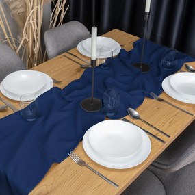 Biante Mušelínový behúň na stôl MSN-055 Tmavo modrý 20x120 cm