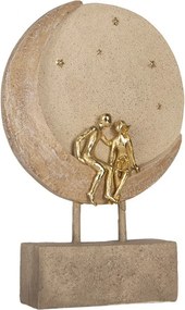 Béžovo-zlatá antik dekorácia zamilovaný pár sediaci na mesiaci - 18*5*26 cm