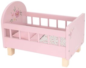 Postieľka pre bábiky drevená s perinkou Pink