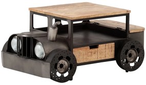 furniture-nabytek.cz - Masívny konferenčný stolík Car II z mangového dreva a kovu, lakovaný, šedý – 102×65×48 cm
