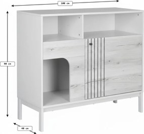 Komoda FROST 100x90 cm biela, dekor dub alpský