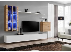 Obývacia stena Switch Sklo +LED XII Wotan/Biely
