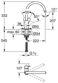 GROHE 31367001 - Drezová batéria BAUEDGE 332 mm lesklý chróm