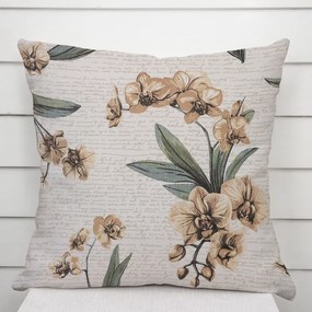 Biante Bavlnená obliečka na vankúš Sandra SA-624 Hnedé orchidey na bielom 50 x 70 cm