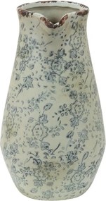 Dekoratívny béžový keramický džbán so šedými kvetmi Alana M - 20*14*25 cm