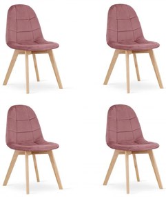 Set štyroch jedálenských stoličiek BORA zamatové ružové (4ks)