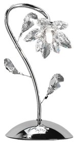 Stolná lampa Ninfea, chróm, krištáľový kvet, 35 cm