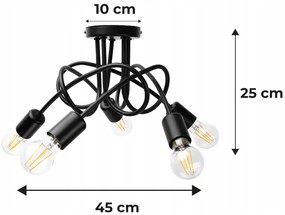 BERGE LOFT 5x E27 zavinovacia závesná lampa