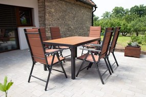 Home Garden Záhradný set Ibiza so 6 stoličkami a stolom 150 cm, antracit/hnedý