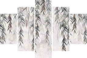 Obraz - Vŕbové vetvičky v šedej omietke (150x105 cm)