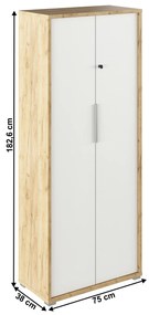 Šatníková skriňa Rumia 31 (dub artisan + biela). Vlastná spoľahlivá doprava až k Vám domov. 1064689
