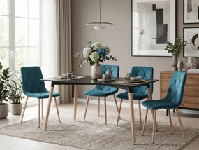 Tyrkysová zamatová jedálenská stolička LIBRA